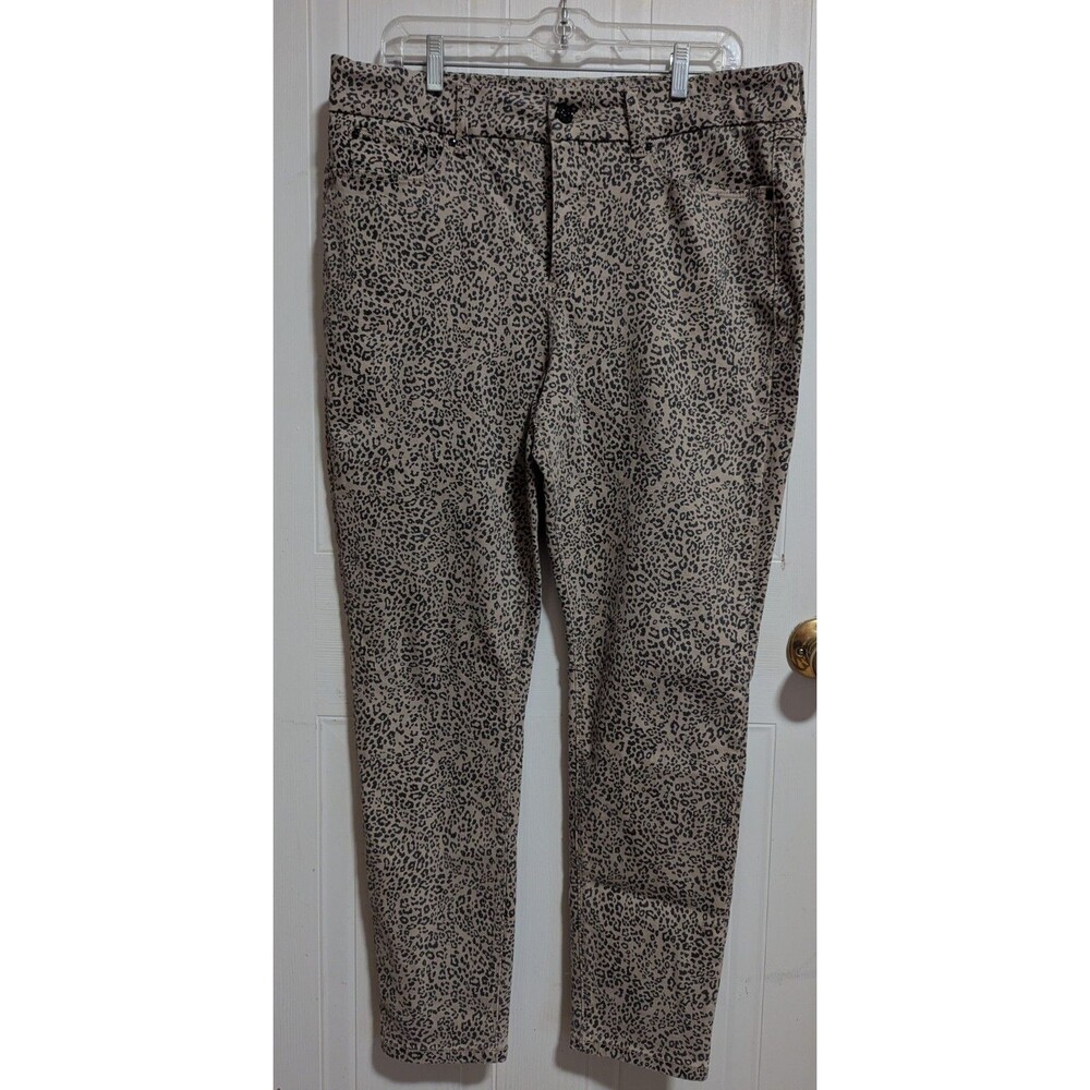 Seven7 Womens High Rise Skinny Leopard Animal Print Stretch Denim Pants Sz 16